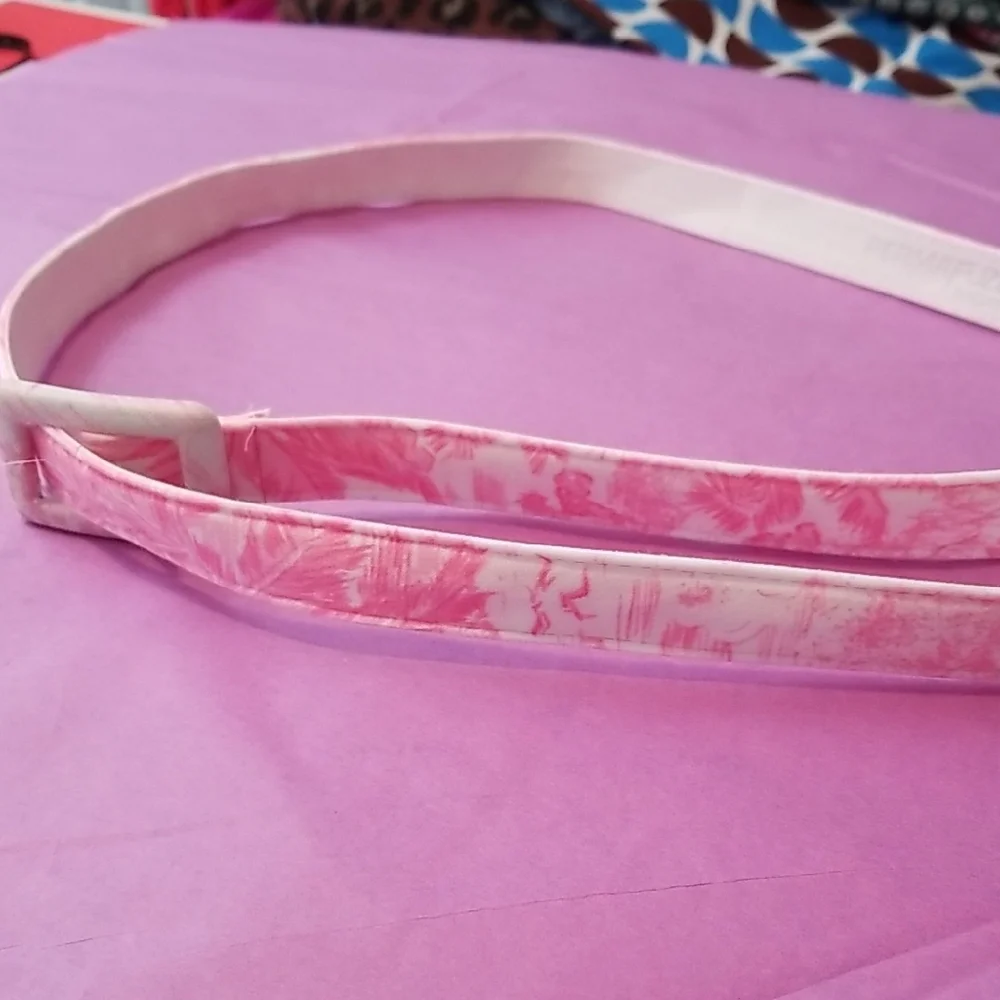 Vintage Womens Pink White Thin Belt EUC